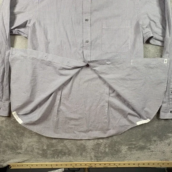 Ermenegildo Zegna Men's XL‎ Dress Shirt Blue/Gray Striped LS SEE DESCRIPTION - Picture 8 of 16